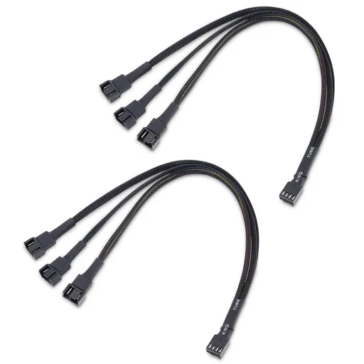 2-Pack 3 Way 4 Pin PWM Fan Splitter Cable - 12 Inches / 30cm, 1x PWM-Controlled with 2 Follower, PC Fan Splitter 1 to 3 Converter