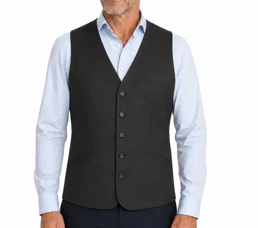 Mens Bamboo Blend Longline Vest Waistcoat w/ Stretch Business Forrnal Dress - Charcoal