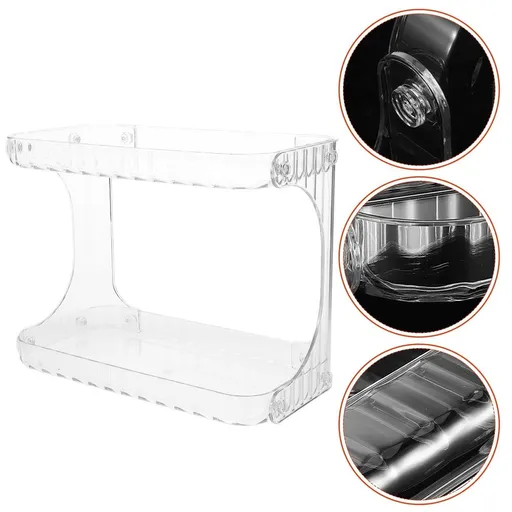 Clear Transparent Bathroom Countertop Rack with Dual Layer Storage Shelves for Organizing Essentials