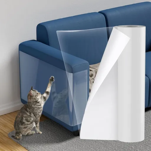 160"x11.8" Anti Cat Scratch Furniture Protector Clear Viny | Couch Protector from Cat Claws Thicken - Single Sided Sticky Flexible Dog Tape for Furniture, for Couch Corner Door Walls Bed - Clear