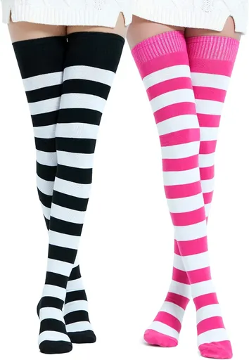 Extra Long Cotton Stripe Thigh High Socks Over the Knee High Socks