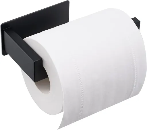 Toilet Paper Holder, Adhesive Toilet Paper Roll Holder, SUS304 Stainless Steel Rustproof Wall for Bathroom, Kitchen and Washroom, Black