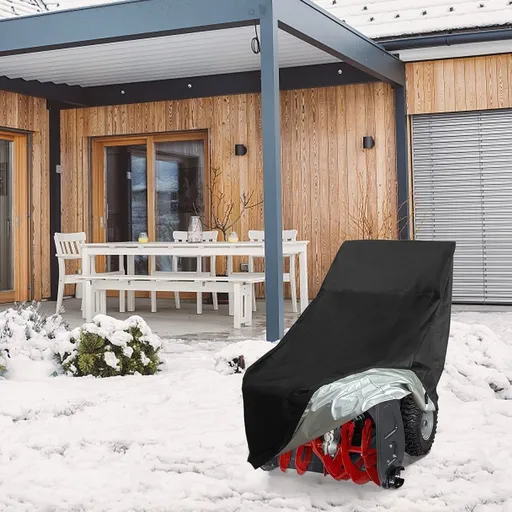 Snow Blower Cover | Snow Thrower Cover for 23-27 Inch Two-Stage & Three-Stage Models | All-Weather Waterproof Dirt Proof Sun Protection | Outdoor Storage Cover with Drawstring & Windproof Buckles
