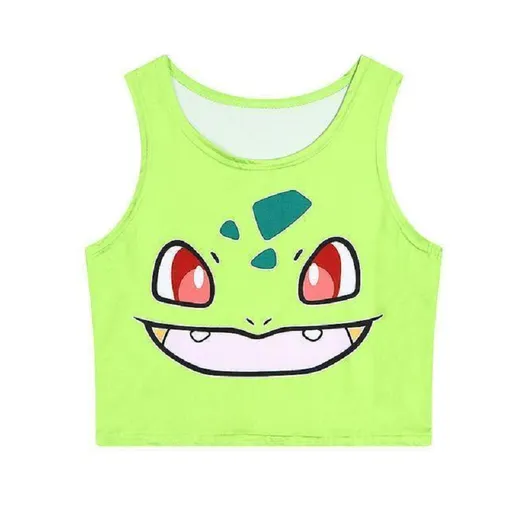 Hod Health & Home Pocket Monster Crop Tops - Tan - Bulbasaur