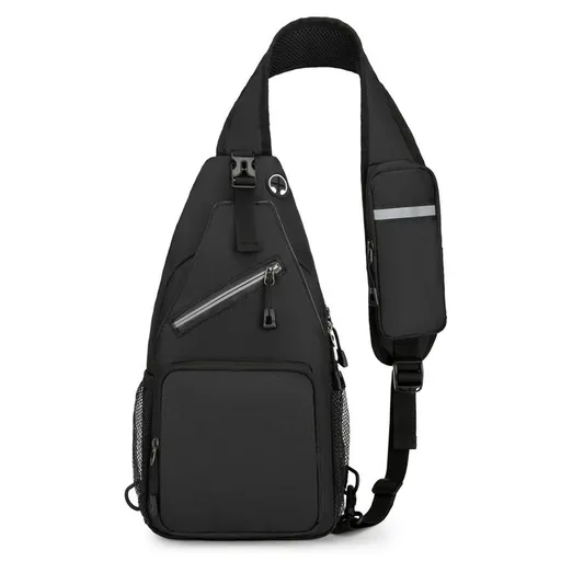 New Men's Chest Bag Lightweight Oxford Crossbody, Water-Resistant Durable Anti-Burden Shoulder Pack, Minimalist Casual Commute Cycling Sports Sling Bag(BLACK)