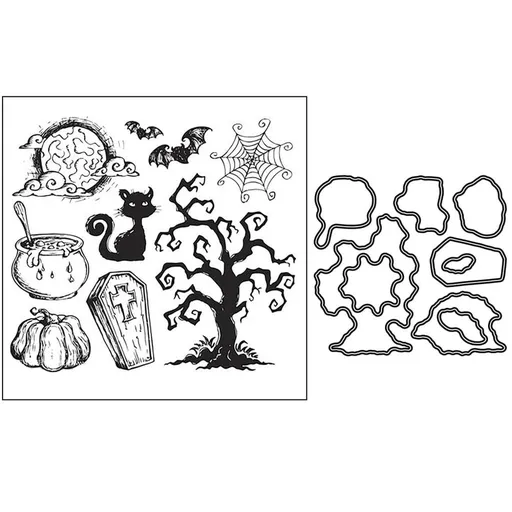 Halloween Bat Pumpkin Seal Stamp with Cutting Dies Stencil Set DIY Scrapbooking Embossing Photo Album Decor Paper Card Craft Art