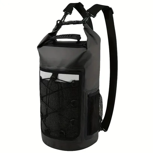 25L Large Capacity Waterproof Backpack Double Layer Rainproof Dry Wet Separation Abrasion Resistant Night Reflective for Outdoor Camping Kayaking Surfing Canyoning Daily Commute(BLACK)
