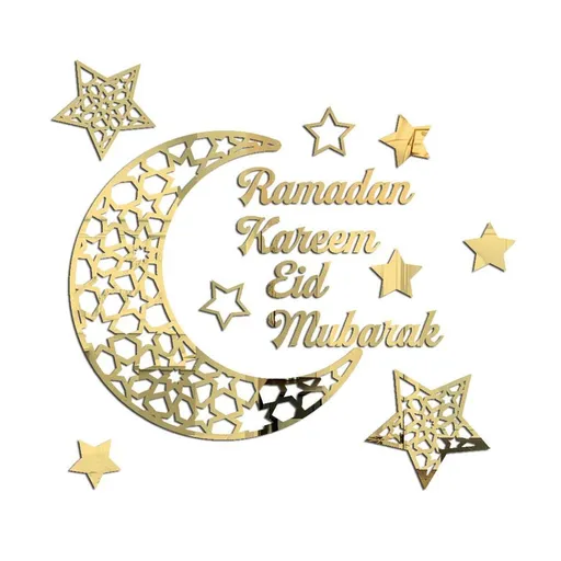 Ramadan Crescent Acrylic Mirror Sticker 3D Self Adhesive Wall Sticker for Doors Windows Closets