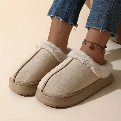 Women'S Furry Slippers Cosy House Shoes Australian Women’S Lounge Slippers Warm - Beige - Size 42