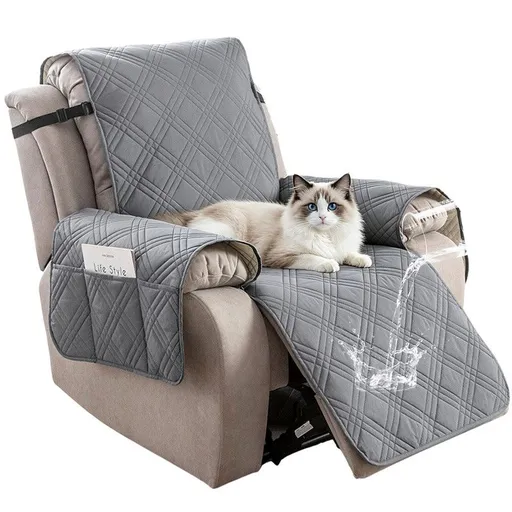 100% Waterproof Triple-Line Quilted Single Armchair Cushion, Non-Slip, Scratch-Resistant, Adjustable - Light Gray-XL