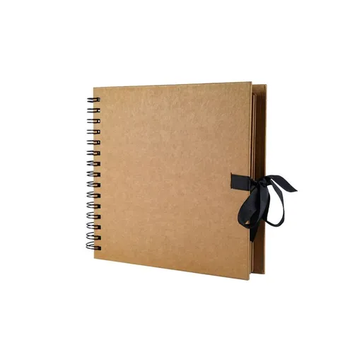 40 Page Kraft Paper Scrapbook Album with Ribbon Closure, 20 x 20 cm