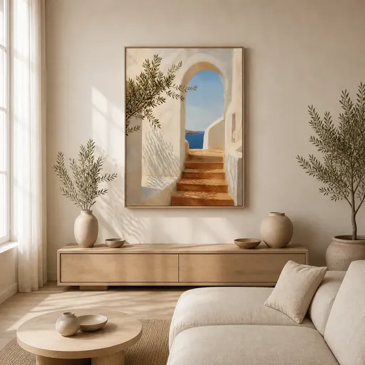 Sunlit Passage Floating Frame Canvas Wall Art - Portrait - 60W x 80H cm - White
