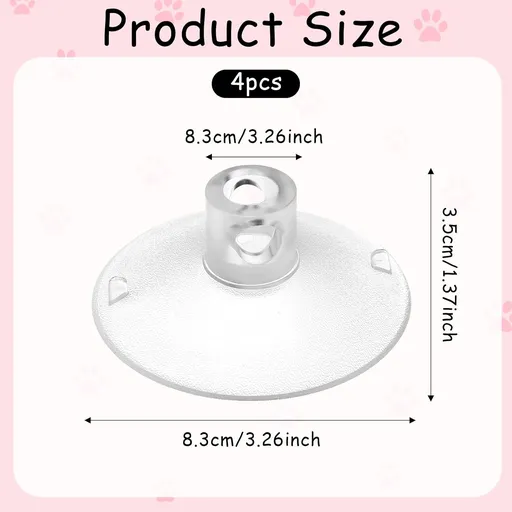 4 PCS Window Perch Suction Cup Large Replacement Clear PVC Sucker Pads Powerful Suction Cups for Cat Window Bed Seat Hammocks