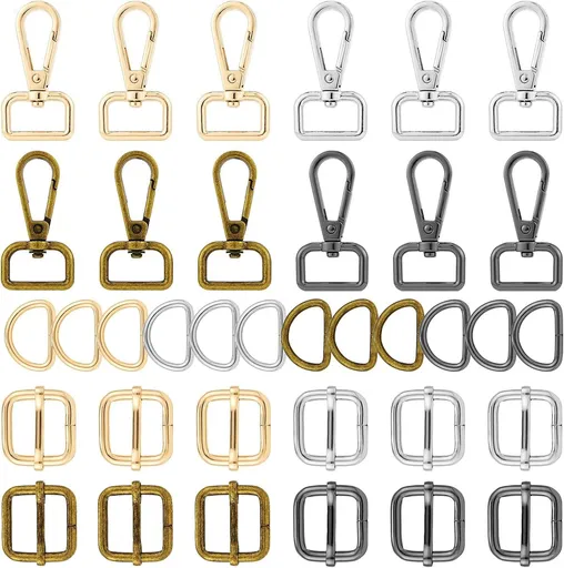 Purse Hardware Heavy Duty Swivel Snap Hooks D Rings and Slide Buckles for Bag Making Handbag Craft