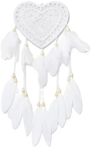 Handmade Dream Catcher | Dream Catcher XXL | Large Handmade Dream Catcher | Dream Catcher - Large Dream Catcher | Heart Dream Catcher | With Feathers | White
