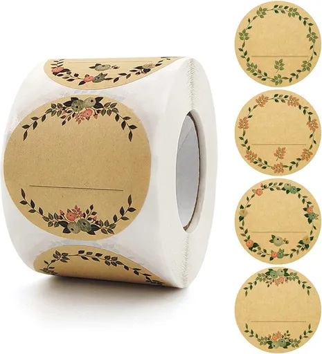 500 Piece Self Adhesive Kraft Paper Spice Jar Labels for Kitchen Storage, 5 cm