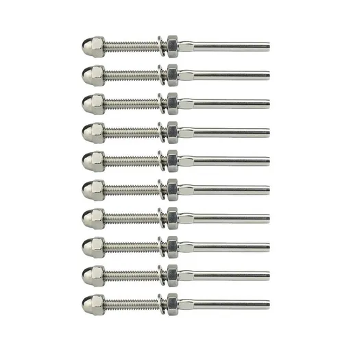 10pcs Cable Railing Swage Threaded Tension End Fitting Terminal for 1/8 Inch Cable Deck Railing Hand Swage T316 Stainless Steel Marine Grade (Silver)