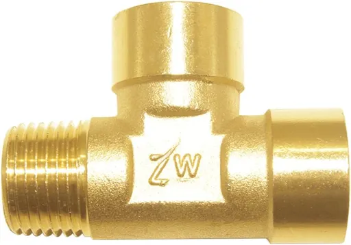 Brass Pipe Fitting Barstock Tee 3 Way NPT 1/2" Female x 1/2" Female x 1/2" Male Hose Fitting