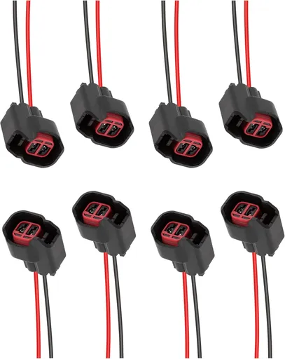 8 PCS Fuel Injector Connector Pigtail,Fuel Injectors Set of 8 Replace OEM# 5013995AA,5161919AA,Car Accessories Fuel Injector Wiring Harness Compatible with Dodge,Ford,Chevrolet (8PCS)