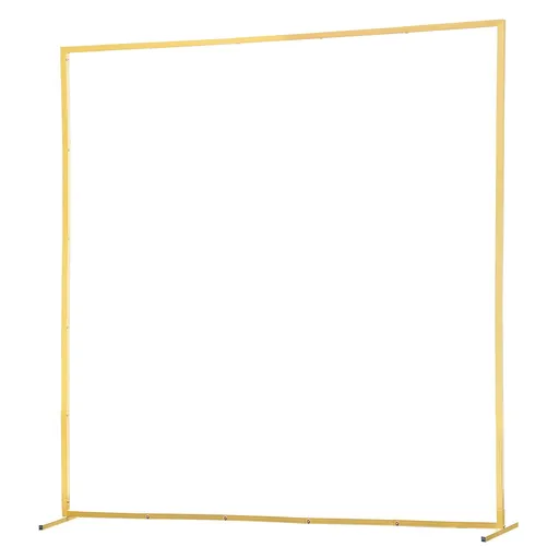 Arch Backdrop Stand, 2 x 2 m, Stable Structure, Easy Assembly, Square Gold Metal Arch Backdrop Stand for Wedding, Birthday Party, Graduation, Holiday Celebration, and Ceremony Decoration