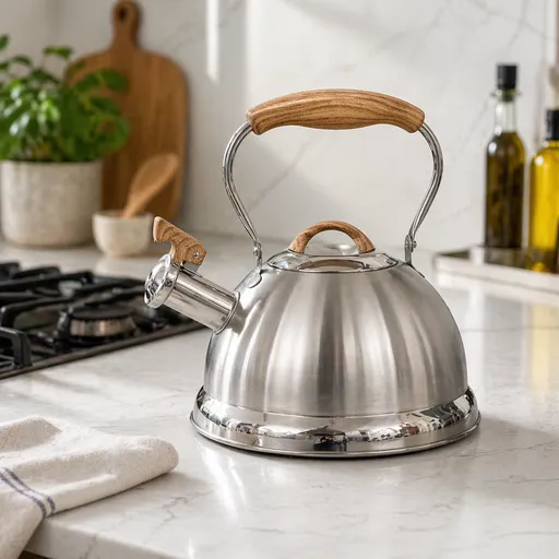 2.8L Whistling Kettle Stainless Steel Foldable Handle Camping Home Office Silver