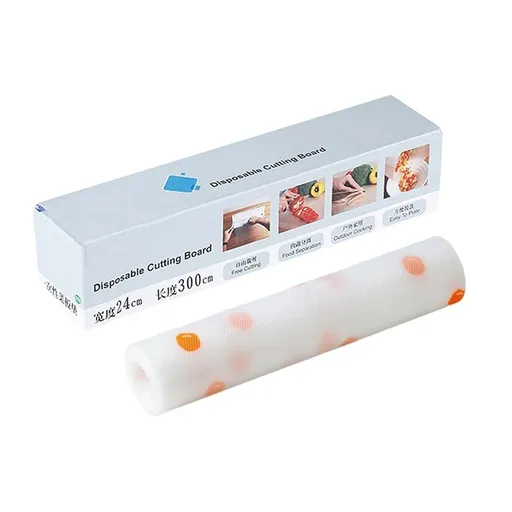 White Plastic Disposable Cutting Board Sheets, Roll for Meat & Kitchen, Portable for Outdoor Camping & Traveling (1pc)