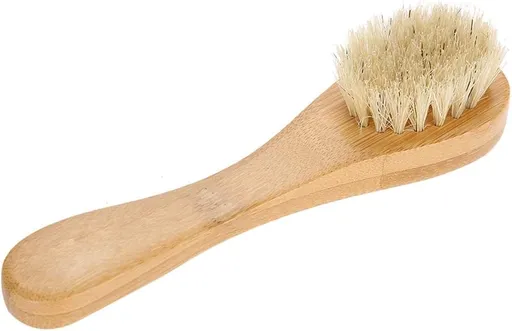 Face Brush, Wooden Handle Manual Face Dry Brush, Bristles Exfoliating Face Brushes for Dry Brushing and Scrubbing Suitable for Men and Women