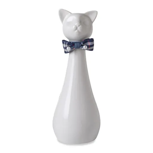 Handcrafted Cat Statue Ceramic Ashes Urn for Cats - Beloved Pet Cremation Memorial Urn, Funeral Memorial Gift - White - Size 25.5*9.5cm