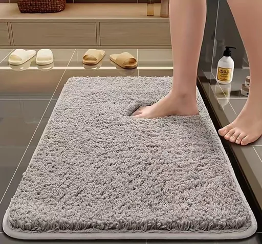 Plush Bathroom Mat Absorbent Bathroom Mat Non-Slip Bathroom Mat Soft Bathroom - Light Gray - Size 50-80cm