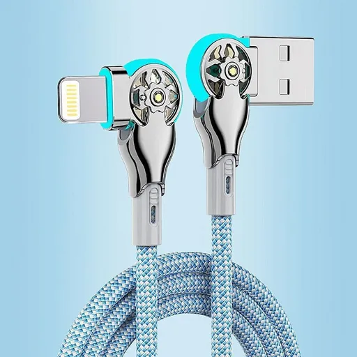 USB Type-C Double Elbow Swivel with Light Nylon Braided Extension Mech Fast Charging Data Cable Car Universal Charging Cable type-c 2 m