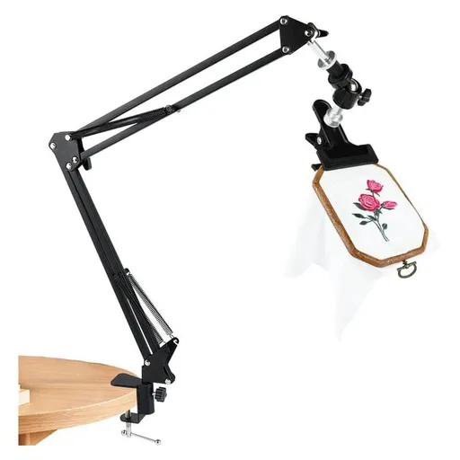 Embroidery Hoop CrossStitch Stand: Adjustable Metal Rotated Embroidery Hoop Holder with 360 Hoop Knob