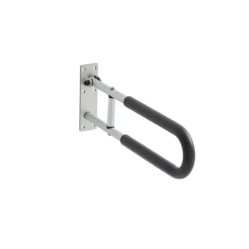 Toilet Safety Rail, 60.5 cm U-Shaped Handicap Grab Bar, Foldable Senior Safety Pole, Flip Up Toilet Grab Bars with Anti-Slip Support Handle, 136 kg Load Capacity for Elderly, Disabled, Pregnant