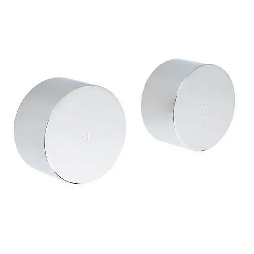 Polished Chrome Round 1/4 Turn Twin Shower Taps Set Hot Cold Water Switch Mixer
