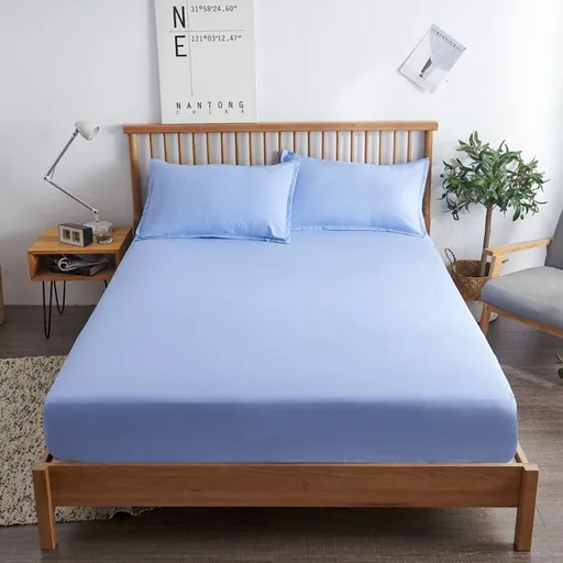 Yuan sheng Cotton Mattress Cover Fitted Style Blue A pair of matching pillowcases