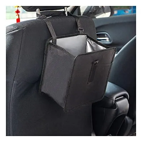 1Pack Foldable Waterproof Car Trash Can, Small | leakproof liner, hanging storage-bag design, fits most cars, SUVs, and trucks, car interior accessories - Black - Size 1Pack