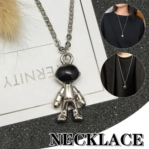 Hip Hop Titanium Steel Astronaut Pendant Necklace Men Women Gift