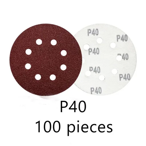 125mm 8 Hole Sanding Discs P40 Grit Hook and Loop Orbital Sander Sandpaper 100 Pack