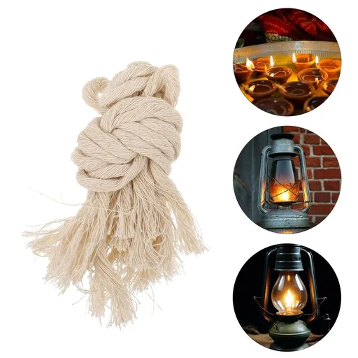 Oil Lamp Wicks Light Yellow Hemp Multi-Functional for Home 8Pcs