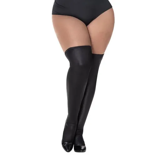 Mapale Thigh Highs Vinyl Gloss Black - Black - Small/Medium