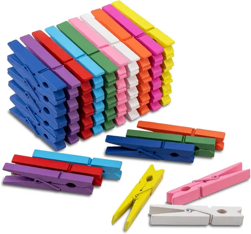 100 Pcs Colored Clothespins Wooden 2.9 Inch Rainbow Color Crafts Decorative Clips for Scrapbooking, Photographs and Hanging Outdoor Clothes, 10 Each of 10 Colors