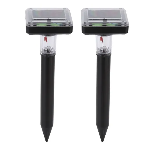 2Pcs Mole Repellent LED Ultrasonic Solar Powered Safe Portable Sturdy Durable Vole Repeller for Hotel Villa Garden