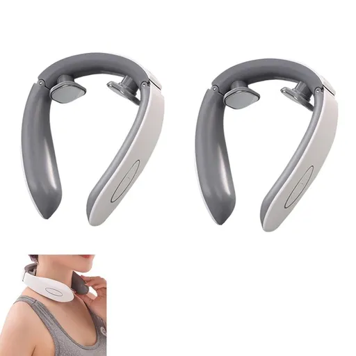 2pcs Neck Massager with Heat Portable Cordless 6 Modes 9 Levels Electric Neck Massage Tool