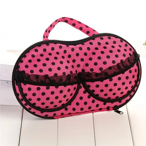 Fashionable EVA Bra Travel Storage Bag: Large Capacity Portable with Lid, Compression Resistant Anti Deformation, Essential for Business Trips, Beautiful and Practical/Rose black spot