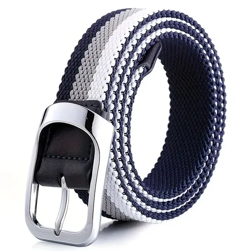 Three-Color Braided Golf Elastic Belt, Unisex, Stretchy Comfort and Versatile Matching, Top Choice for High-Quality Casual Trouser Belts(Blue+gray+white)