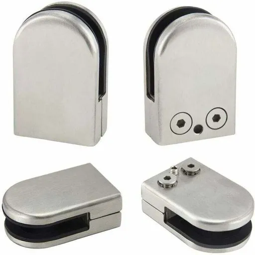 4 Pcs Glass Clamp Bracket Stainless Steel Glass Clips Clamps Adjustable Glass Brackets Flat Back Connection Clamp for Balustrade Hand Running, 68mm