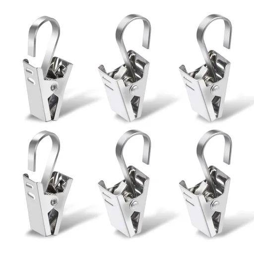 Curtain Clips, 10 Pack Stainless Steel Light Clips for Outside String Lights Party Decor Hanging Photo Camping Tents Arts Crafts