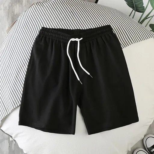 Men Summer Casual Straight Solid Polyester Elastic... Black 3XL