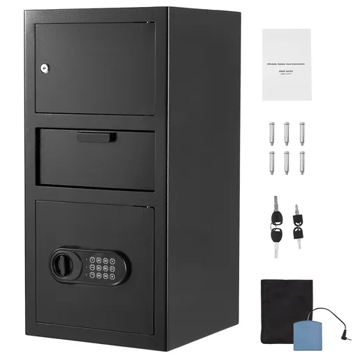 Drop Safe Large Capacity 3.6 Cubic Feet Front Drop Slot with Digital Keypad Heavy Duty Black