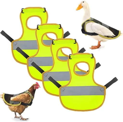 4 Pcs Fluorescent Green High Visibility Chicken & Duck Safety Vest - Reflective Poultry Jacket