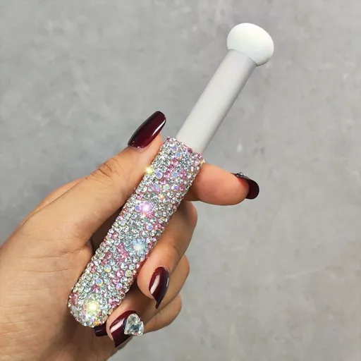 Rhinestone Nail Art Brush Stick with Sponge Head for Nail Polish Blending, Gel Removal, Manicure Polishing and DIY Nail Design (Pink)